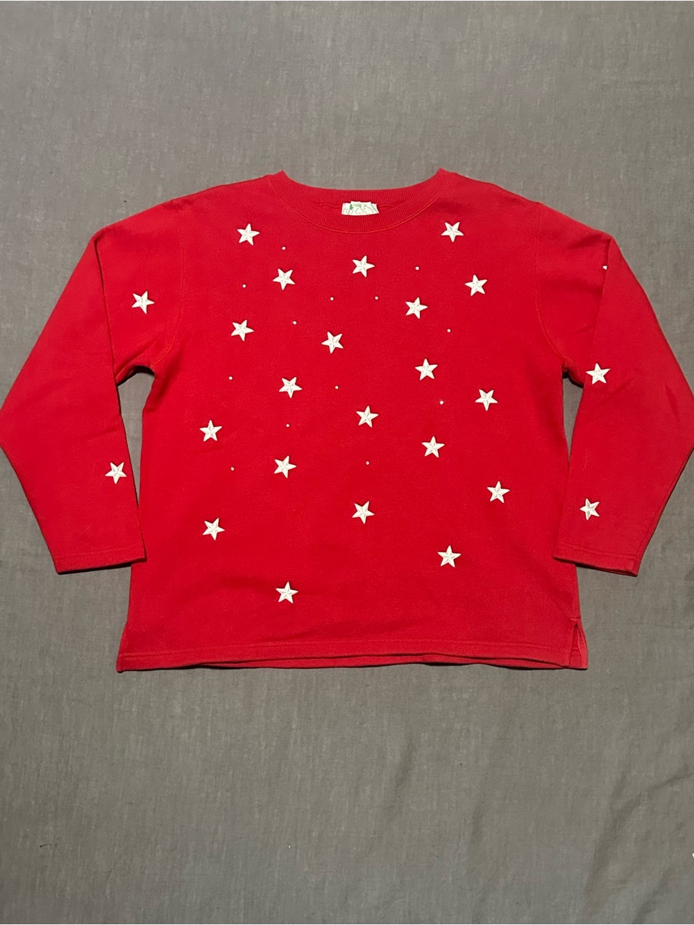The Quacker Factory Red Long Sleeve Fleece Top w/ Stars